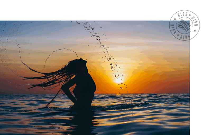 woman ocean sunset time